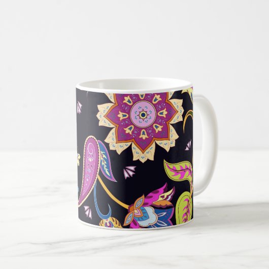 India Paisley Seamless Blumen Ornament Kaffeetasse (VorderseiteRechts)
