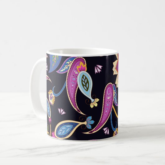 India Paisley Seamless Blumen Ornament Kaffeetasse (Vorderseite Links)