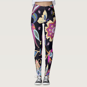 India Paisley Seamless Blumen Ornament Leggings