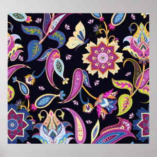 India Paisley Seamless Blumen Ornament Poster