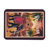 India Rajasthan Illustration Travel Art Vintage Magnet (Horizontal)