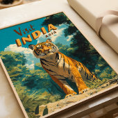 India Tiger Vintage Travel Poster