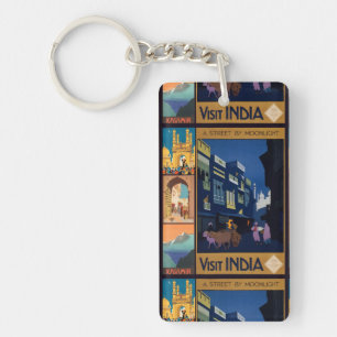 India Travel Poster Collage Schlüsselkette Schlüsselanhänger