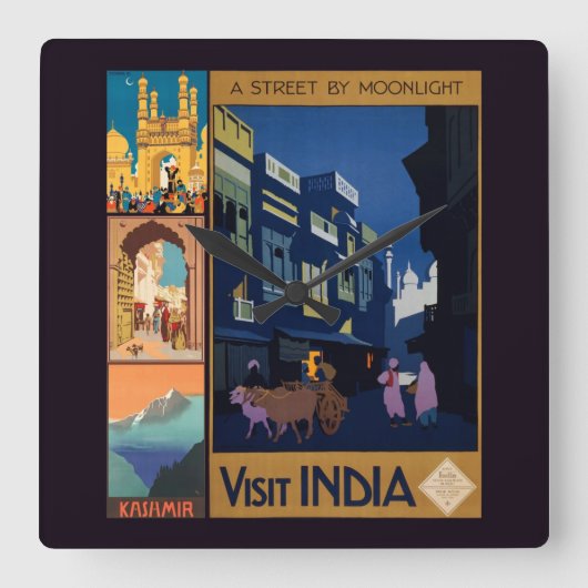 India Travel Poster Collage Uhr (Vorderseite)