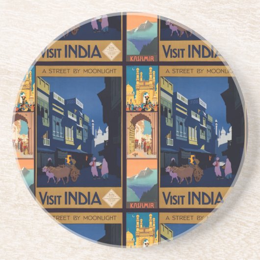 India Travel Poster Collage Untersetzer (Vorne)