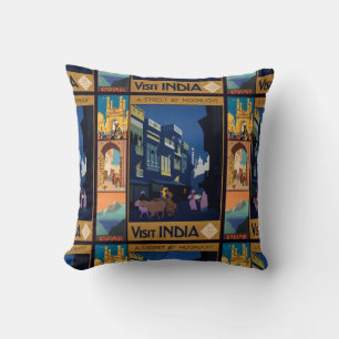 India Travel Poster Collage werfen Kissen