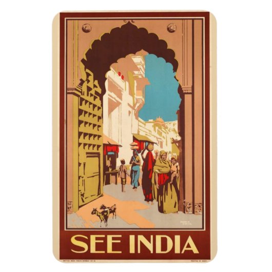 India Travel Poster Magnet (Vertikal)