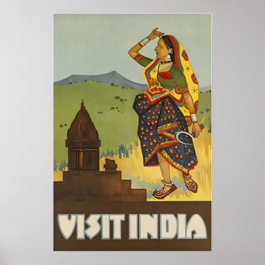 India Travel Poster Print Indian Art (Vorne)