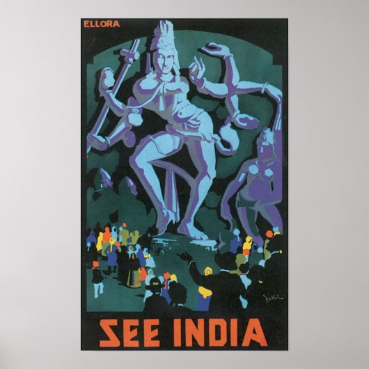 India Vintage Travel Poster (Vorne)