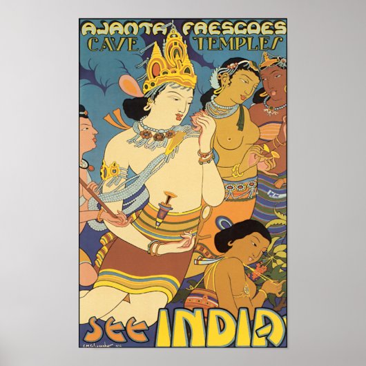 India Vintage Travel Poster (Vorne)