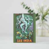 India Vintage Travel Poster Postkarte (Stehend Vorderseite)