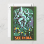 India Vintage Travel Poster Postkarte (Vorne/Hinten)