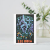 India Vintage Travel Poster Postkarte (Stehend Vorderseite)