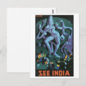 India Vintage Travel Poster Postkarte (Vorne/Hinten)