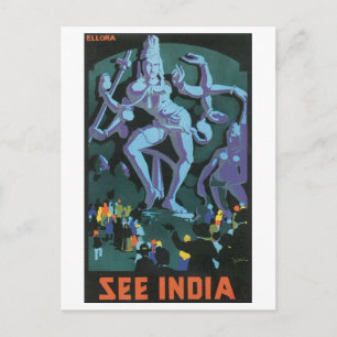 India Vintage Travel Poster Postkarte