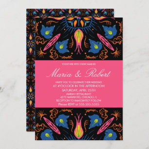India Wedding Theme Elephant Floral Black Invitat Einladung