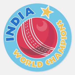 India-Weltmeister Cricket-Ball Runder Aufkleber