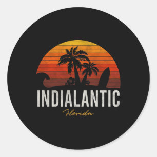 Indialantic Beach Florida Fl Palms Vacacation Surf Runder Aufkleber