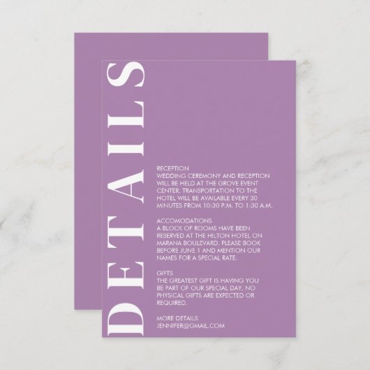 Indian African Violet Enclosure Card Begleitkarte (Vorne/Hinten)