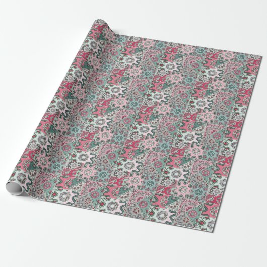 Indian Arabic Patchwork Quilt Vintag Geschenkpapier (Ungerollt)
