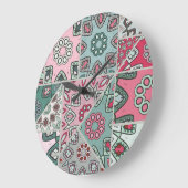 Indian Arabic Patchwork Quilt Vintag Große Wanduhr (Winkel)
