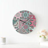 Indian Arabic Patchwork Quilt Vintag Große Wanduhr (Zuhause)