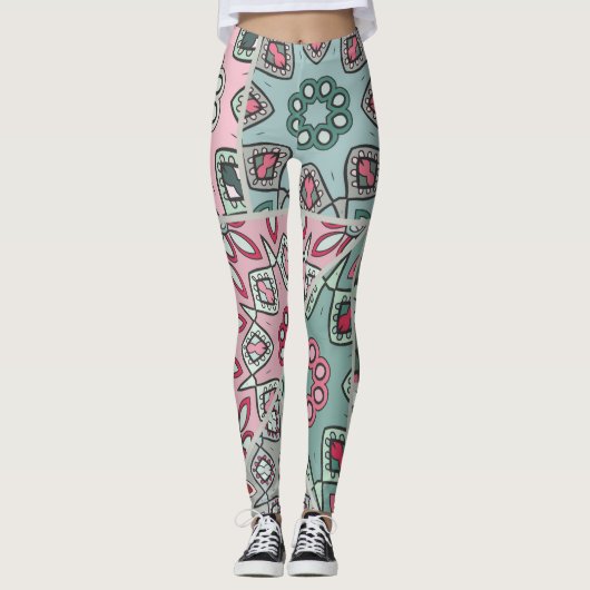 Indian Arabic Patchwork Quilt Vintag Leggings (Vorderseite)