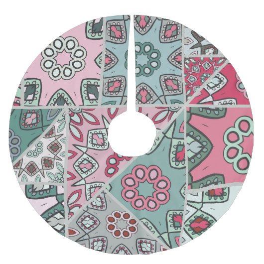 Indian Arabic Patchwork Quilt Vintag Polyester Weihnachtsbaumdecke (Vorderseite)