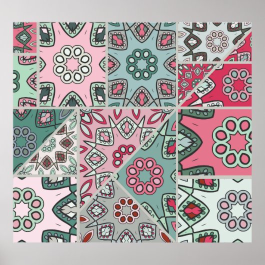 Indian Arabic Patchwork Quilt Vintag Poster (Vorne)