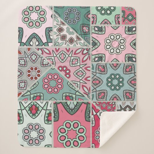 Indian Arabic Patchwork Quilt Vintag Sherpadecke (Vorderseite)