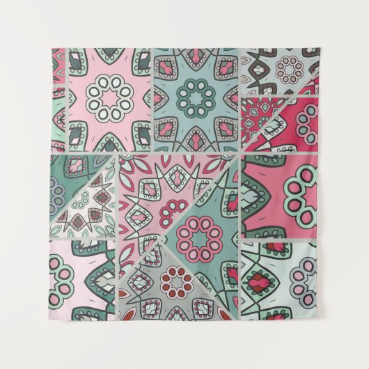 Indian Arabic Patchwork Quilt Vintag Wandteppich (Vorderseite)