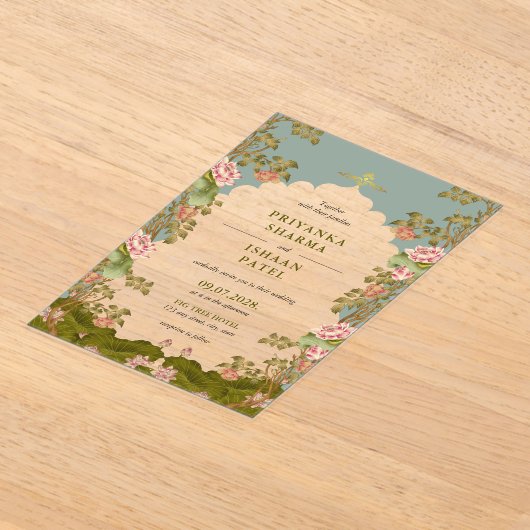 Indian Arch Floral Ästhetische Hochzeit Acryleinladungen (Ablage )