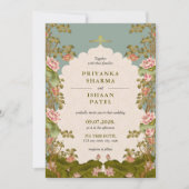 Indian Arch Floral Ästhetische Hochzeit Einladung (Vorderseite)