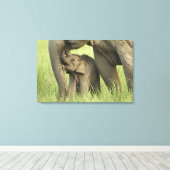 Indian / Asian Elephant and young one,Corbett Leinwanddruck (Insitu (Holzboden))