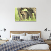 Indian / Asian Elephant and young one,Corbett Leinwanddruck (Insitu (Schlafzimmer))