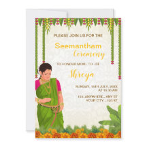 Indian Baby Shower Invitation Card, Seemantham