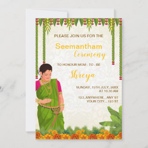 Indian Baby Shower Invitation Card, Seemantham Einladung