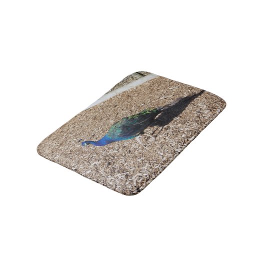 Indian Blue Peafowl bathmat Badematte (Schrägansicht)