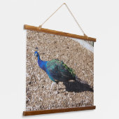 Indian Blue Peafowl tapestry Wandteppich Mit Holzrahmen (Gewinkelt)