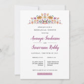 Indian Blume Elephant Hochzeit Probe Dinner Einladung (Vorderseite)