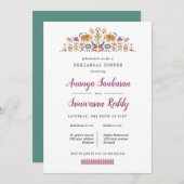 Indian Blume Elephant Hochzeit Probe Dinner Einladung (Vorne/Hinten)