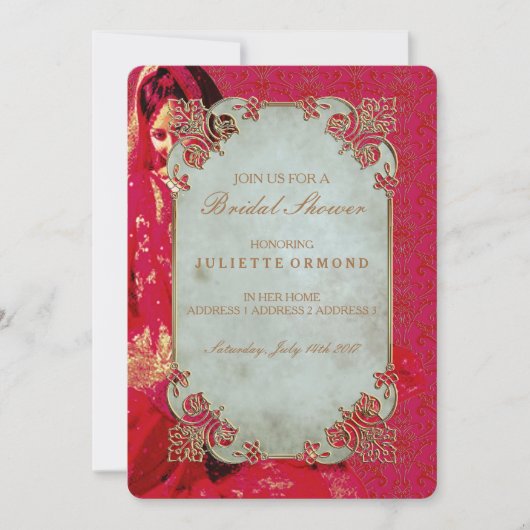 Indian Bride - Bridal Shower Invitation Card Einladung (Vorderseite)