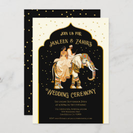 Indian Bride Groom Elephant Wedding Einladung