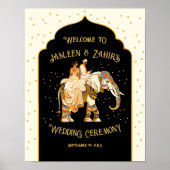Indian Bride Groom Elephant Wedding Welcome Sign Poster (Vorne)