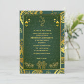 Indian Bride Mehndi Zeremonie Golden Design Einladung (Stehend Vorderseite)