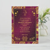 Indian Bride Mehndi Zeremonie Golden Design Einladung (Stehend Vorderseite)