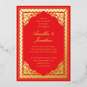 Indian Celebration Wedding Mehndi Party Gold Foil Folieneinladung