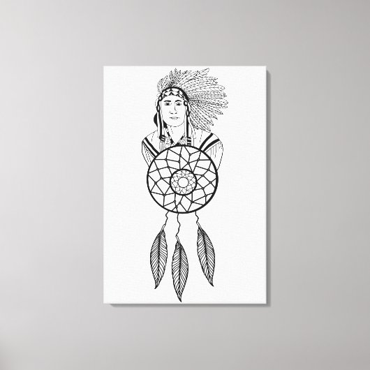 Indian Chief dream Catcher Native American Art  Leinwanddruck (Vorderseite)