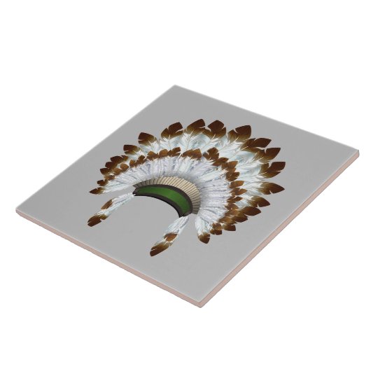 Indian Chief Feather Hat Design Fliese (Seite)