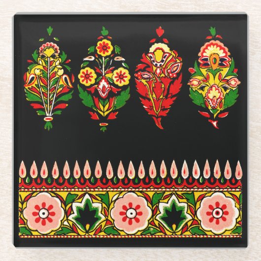 Indian Cotton Fabric Glasuntersetzer (Vorderseite)